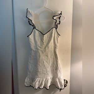 Forever 21 White Dress with Black Lace Trim